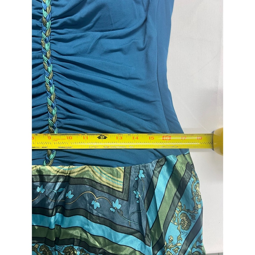 NWT Teal Ruched Handkerchief Hem Boho Midi Dress Size 14 Flirty Fairy - Picture 11 of 16